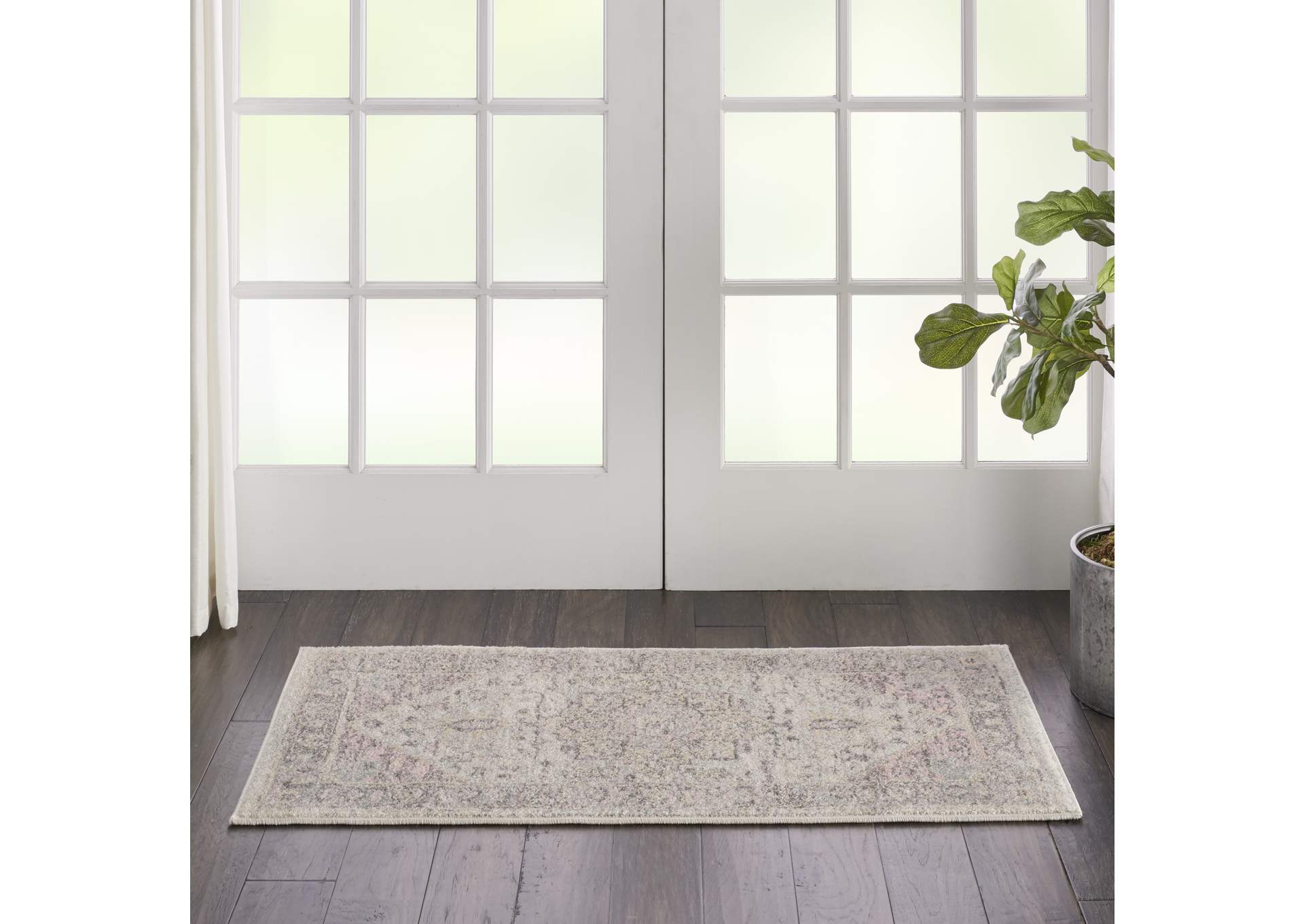 Nourison Tranquil 2'x4' Pink and Beige Kashan Small Rug,Nourison