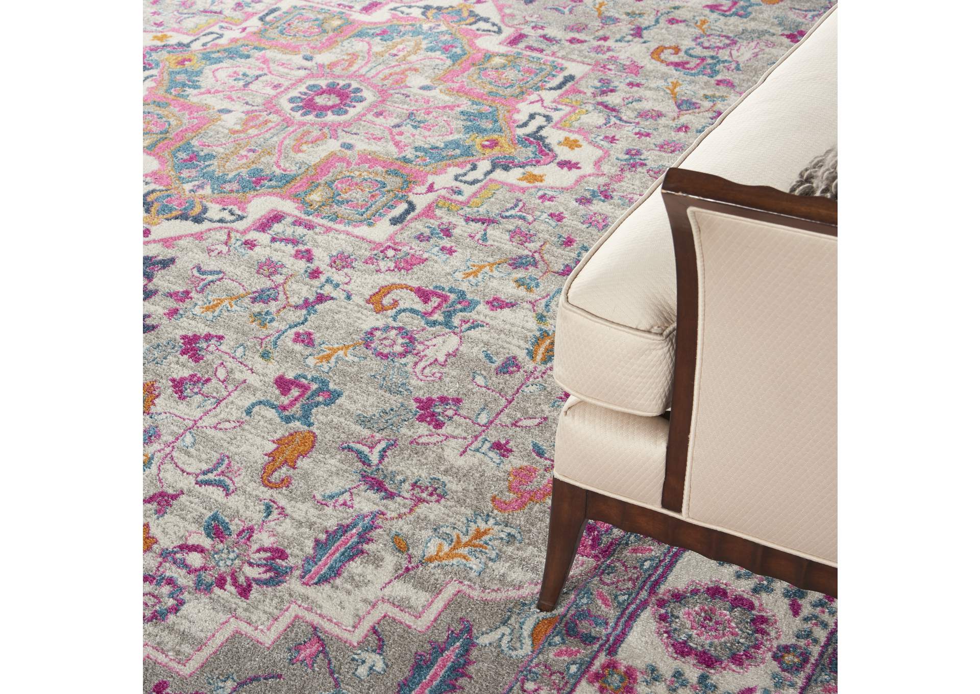 Nourison Passion PSN20 Grey and Pink 9'x12' Large Rug,Nourison