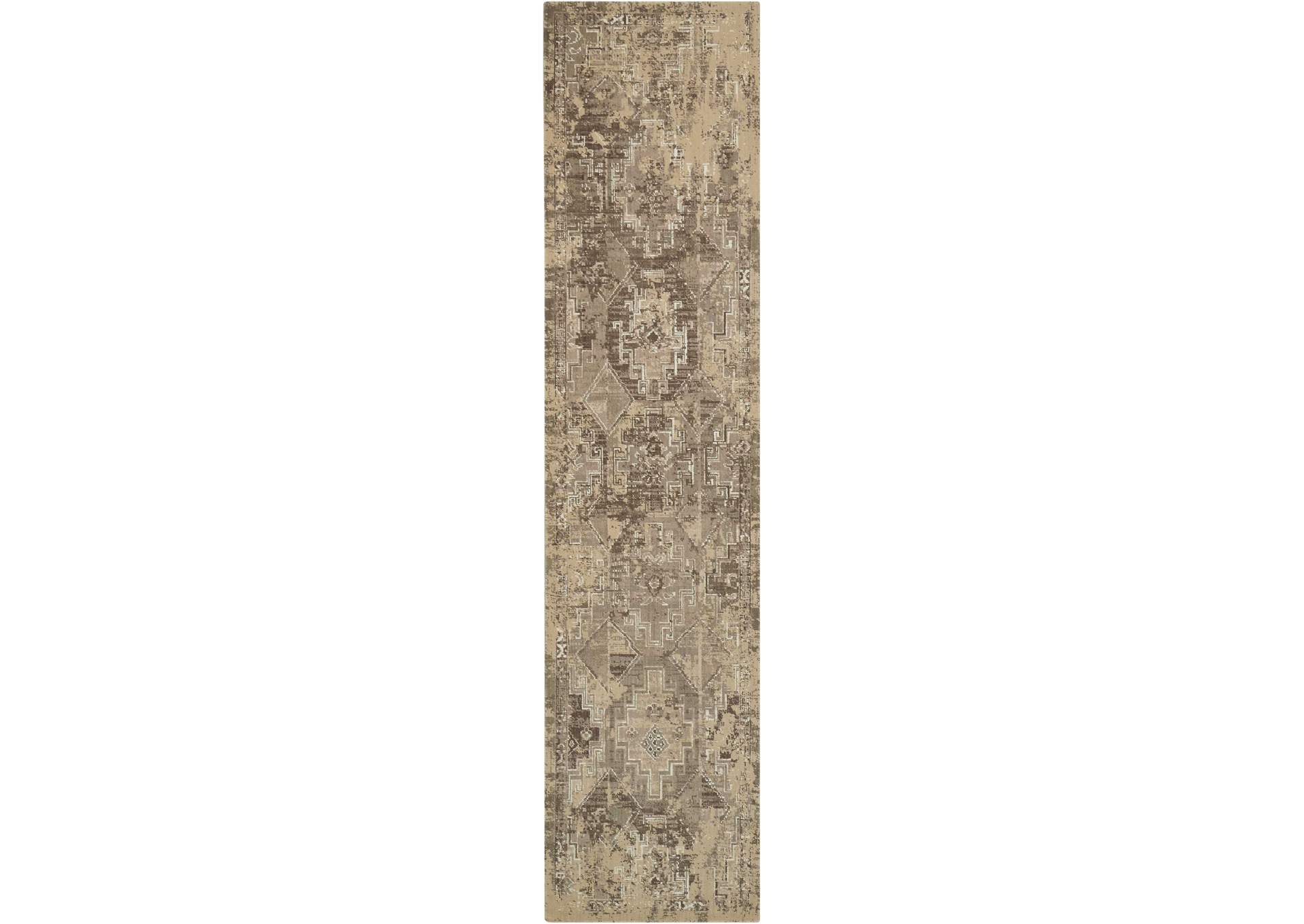 Nourison Silk Elements SKE19 Beige 10' Runner Hallway Rug,Nourison