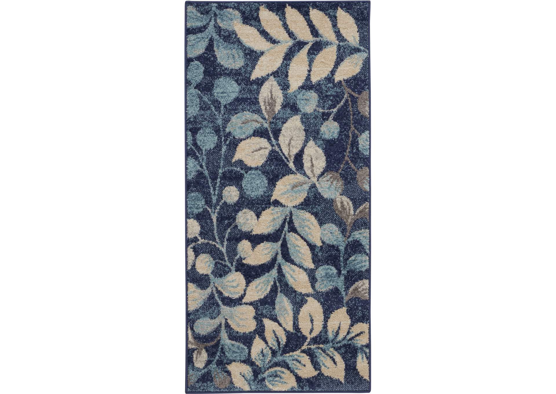 Nourison Tranquil 2'x4' Navy Blue Botanical Small Rug,Nourison
