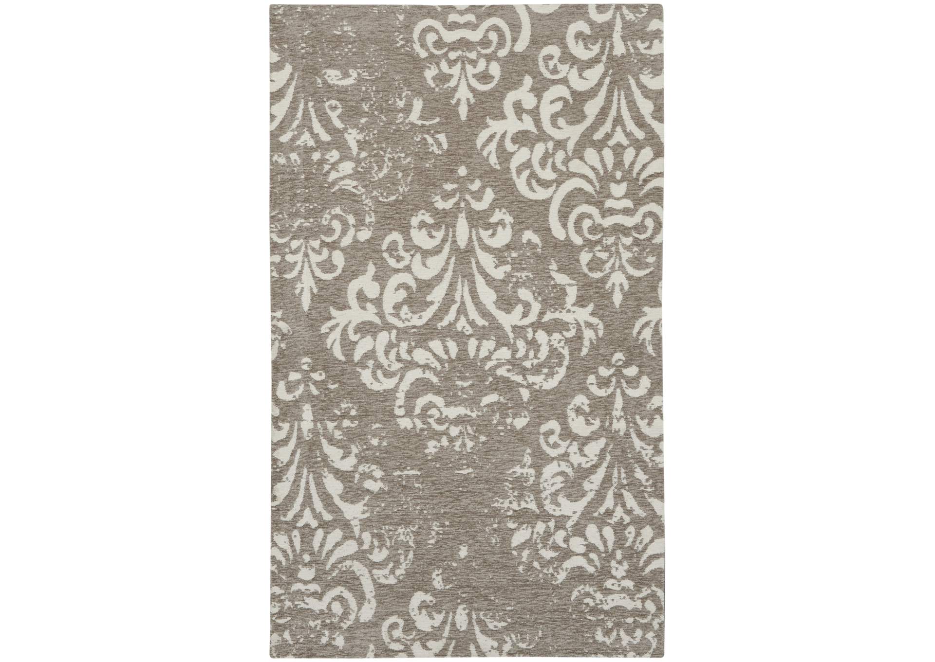 Nourison Damask 2' X 4' Grey and White Vintage Area Rug,Nourison