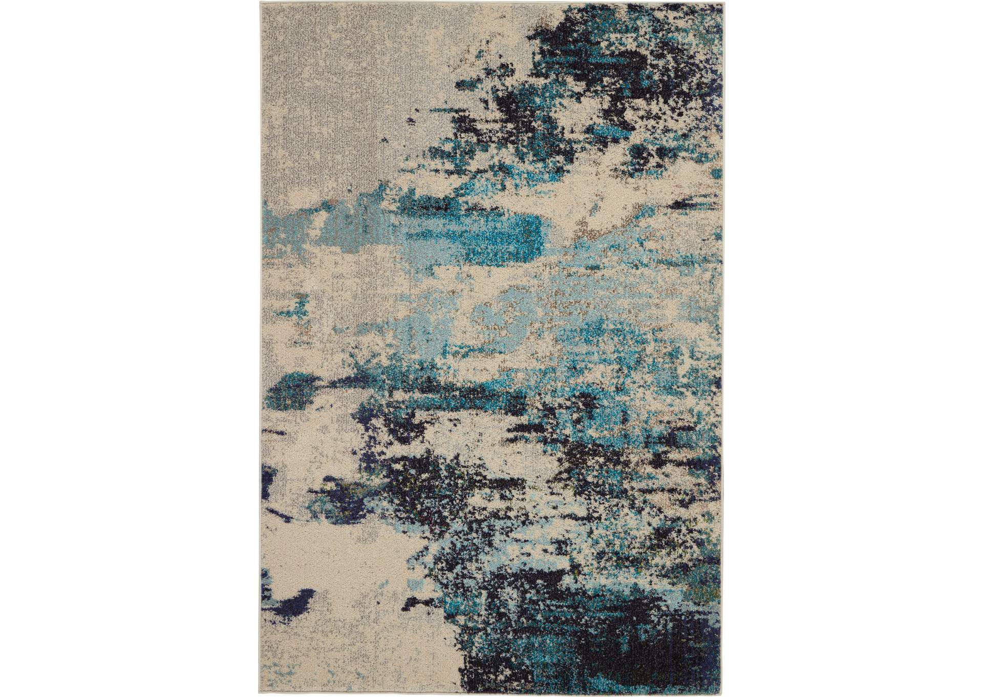 Nourison Celestial CES02 Blue and White 4'x6' Beach Area Rug,Nourison
