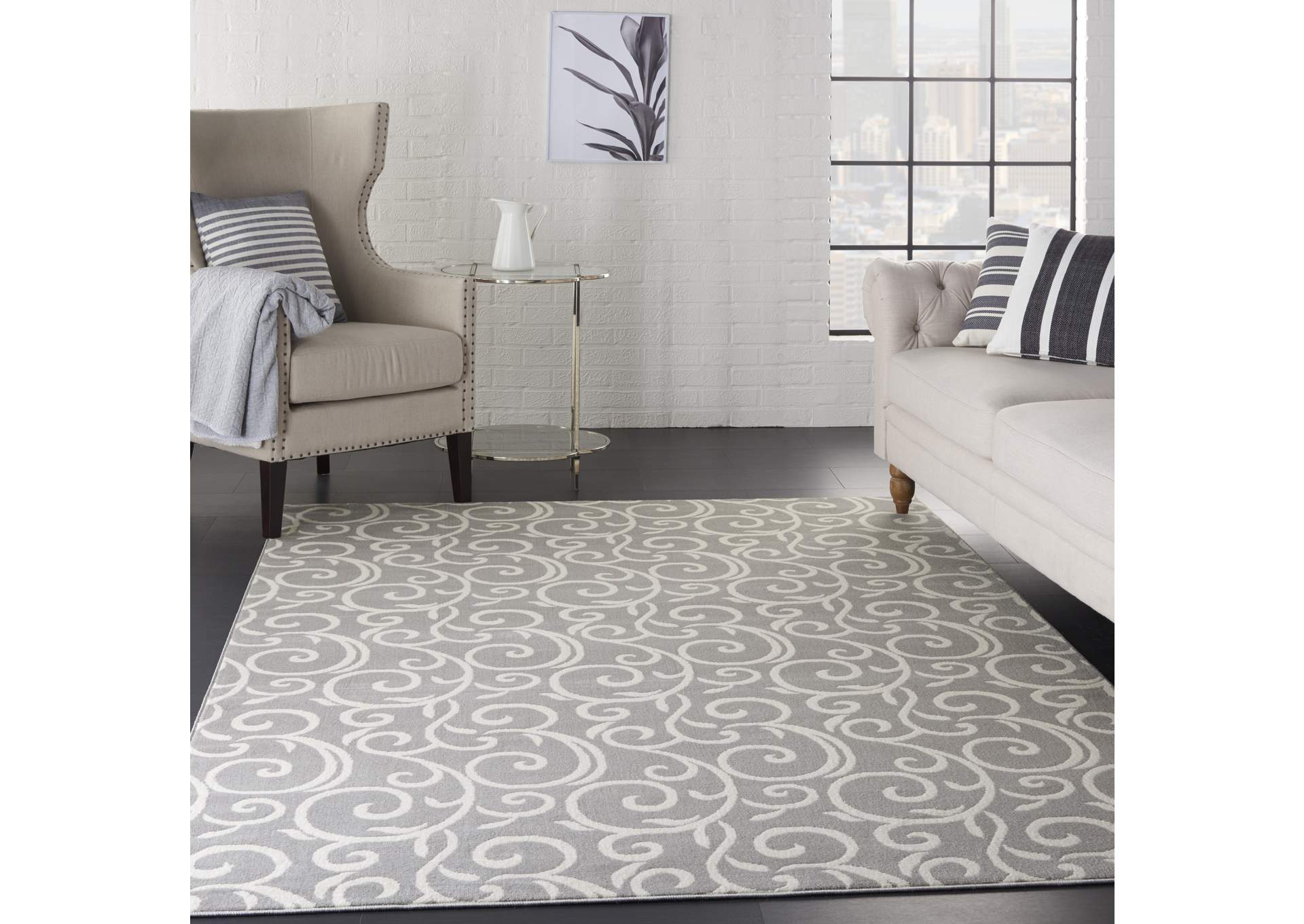 Nourison Grafix GRF19 Grey 5'x7' Area Rug,Nourison