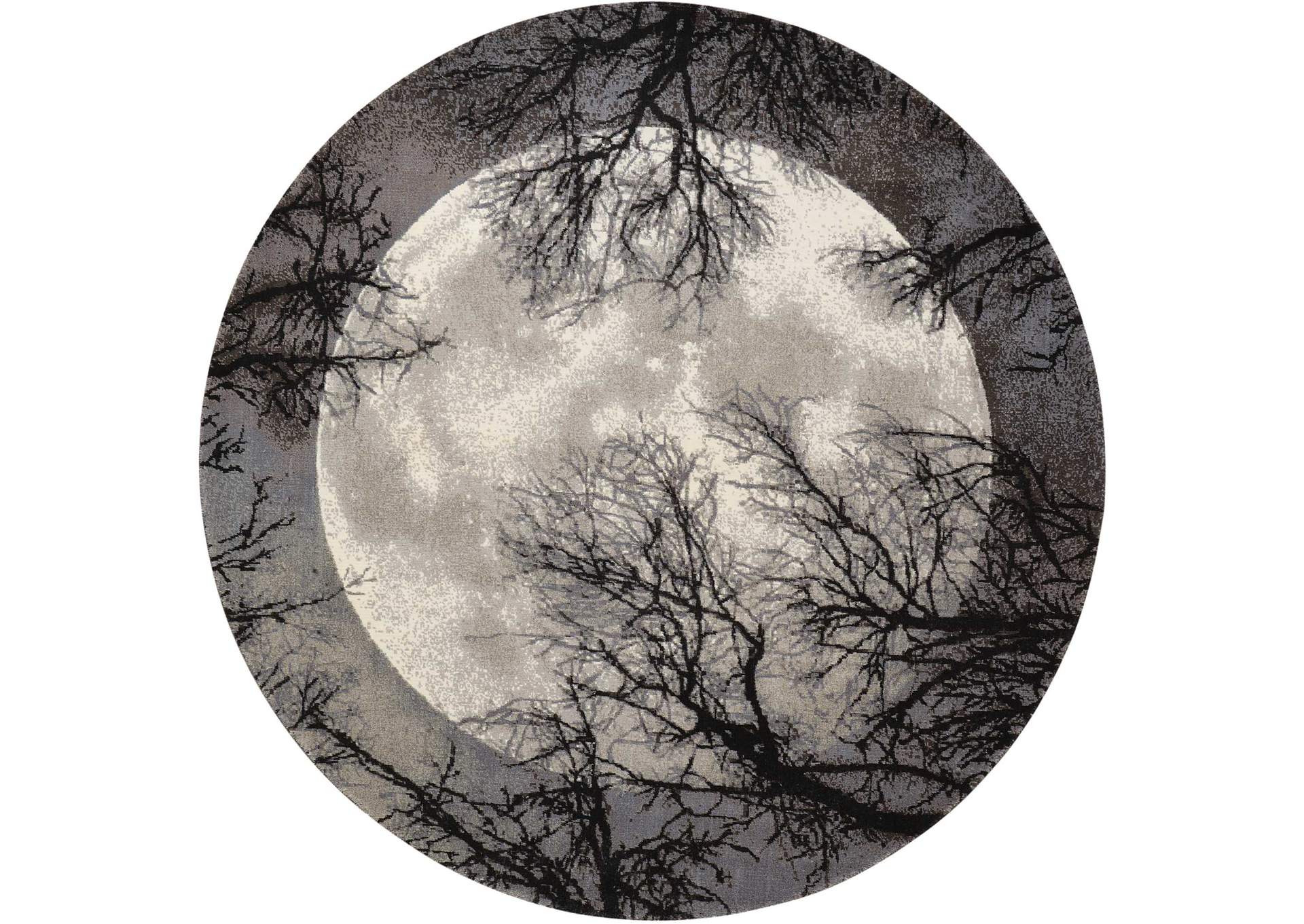 Nourison Twilight TWI17 Black and Grey 8' Round Large Rug,Nourison