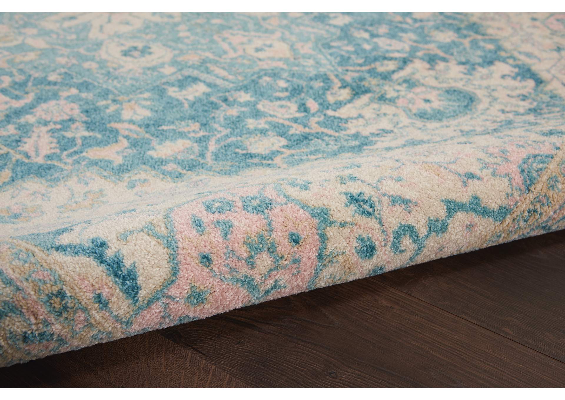 Nourison Tranquil TRA07 Turquoise Blue and White 6'x9' Oushak Area Rug,Nourison