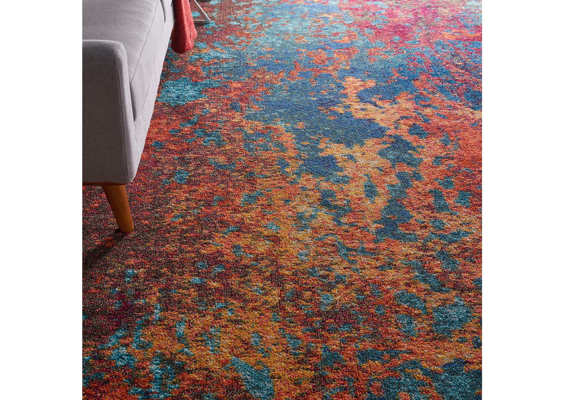 Nourison Celestial CES08 Blue and Red 9'x12' Oversized Rug,Nourison