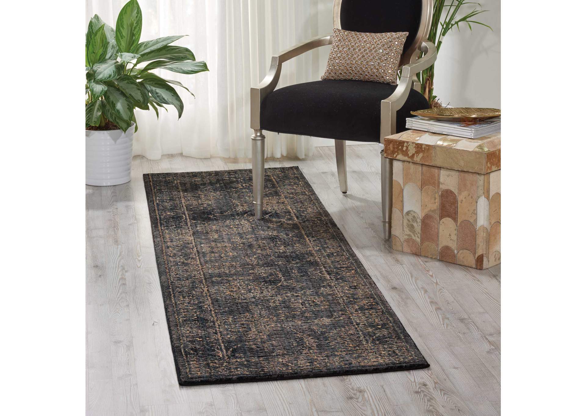 Nourison 2020 NR202 Charcoal 11' Runner Area Rug,Nourison