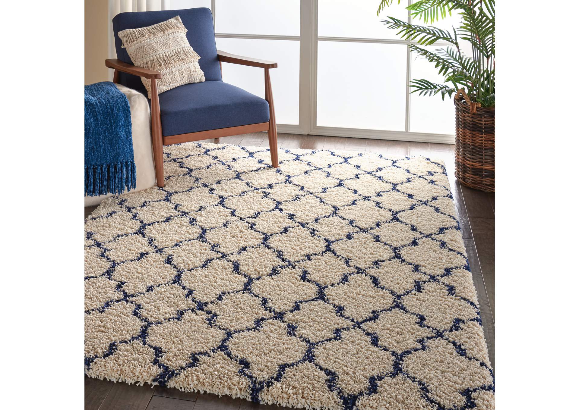 Nourison Amore AMOR2 Blue and Ivory 5'x8' Area Rug,Nourison