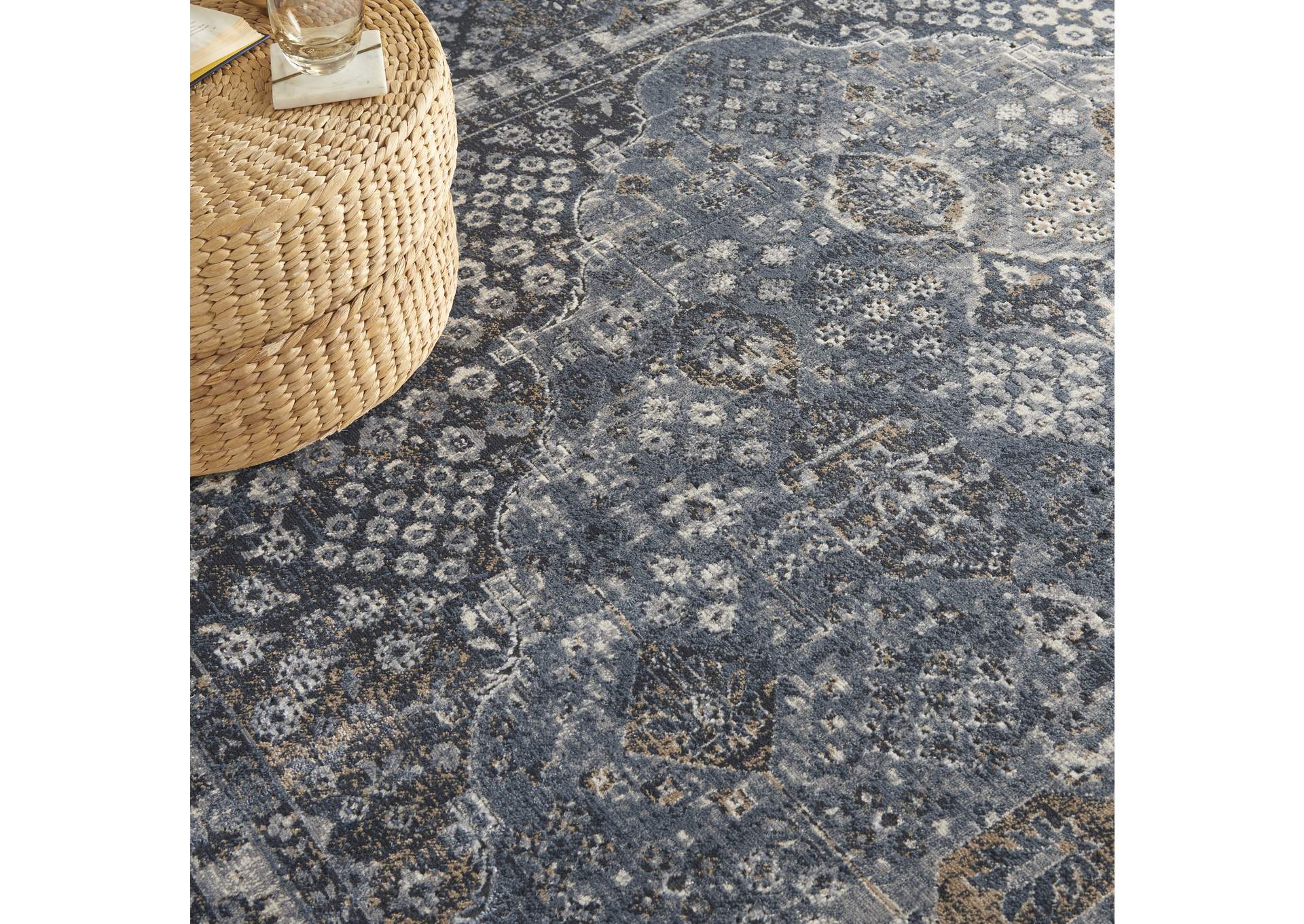 kathy ireland Home Malta MAI01 Dark Blue 8'x11' Rug,Nourison