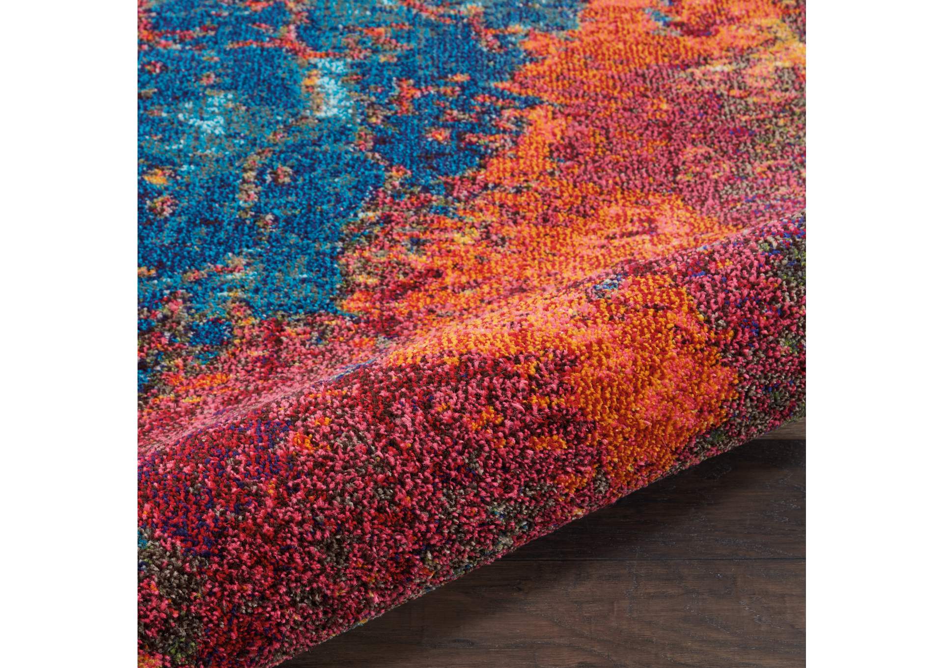 Nourison Celestial CES08 Blue and Red 8' Round Large Rug,Nourison