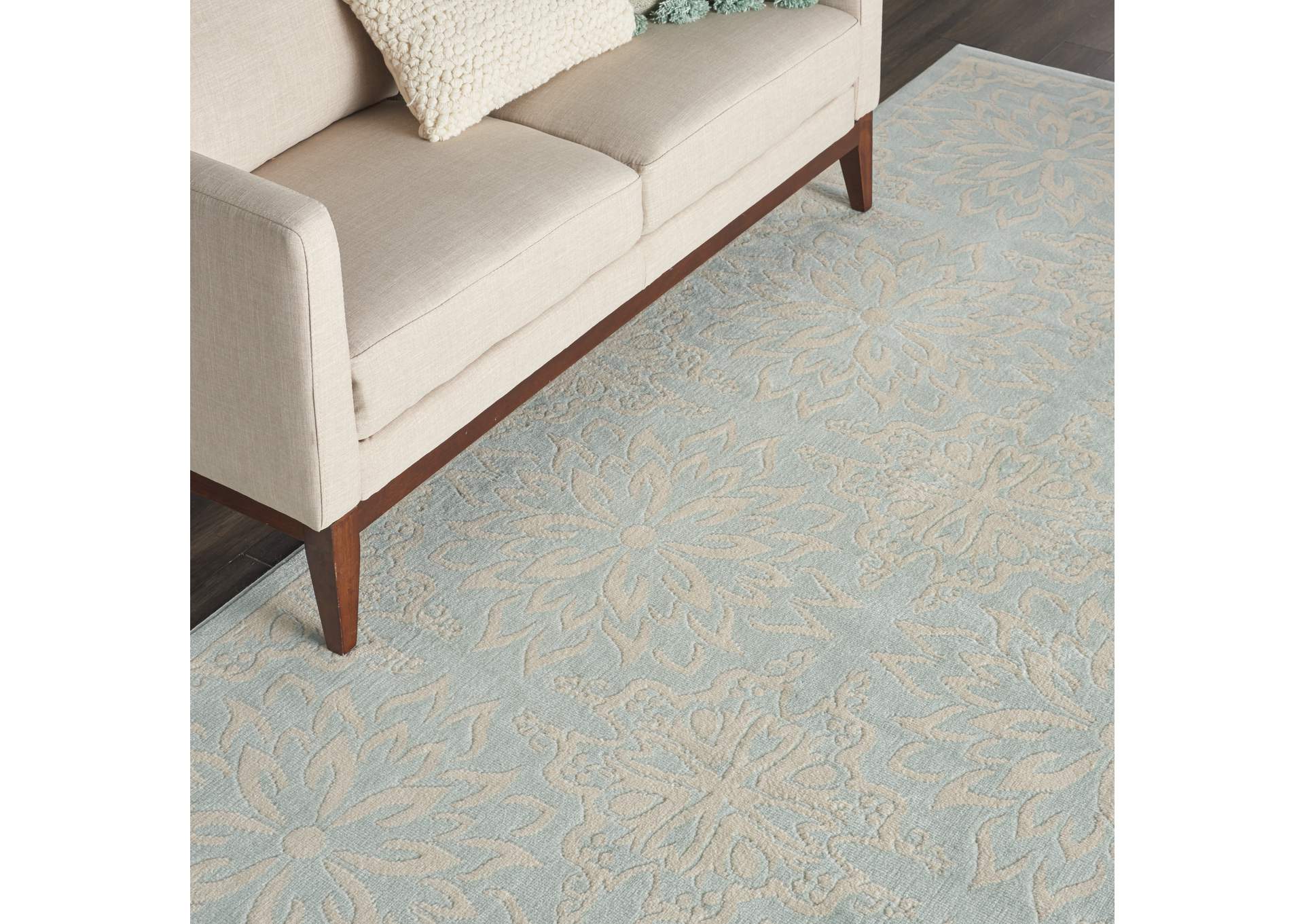 Nourison Jubilant JUB06 Aqua 8'x10' Large Low-pile Rug,Nourison