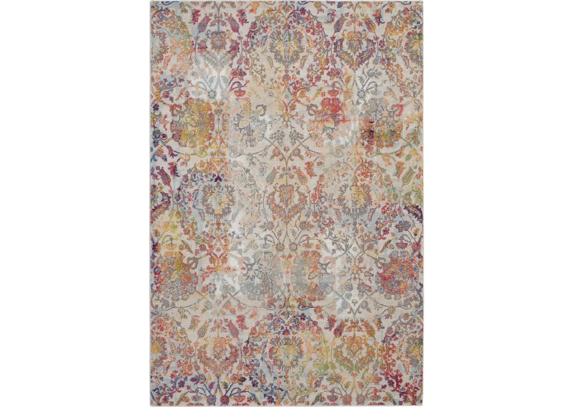 Nourison Ankara Global ANR06 White and Orange 5'x8' French Country Area Rug,Nourison