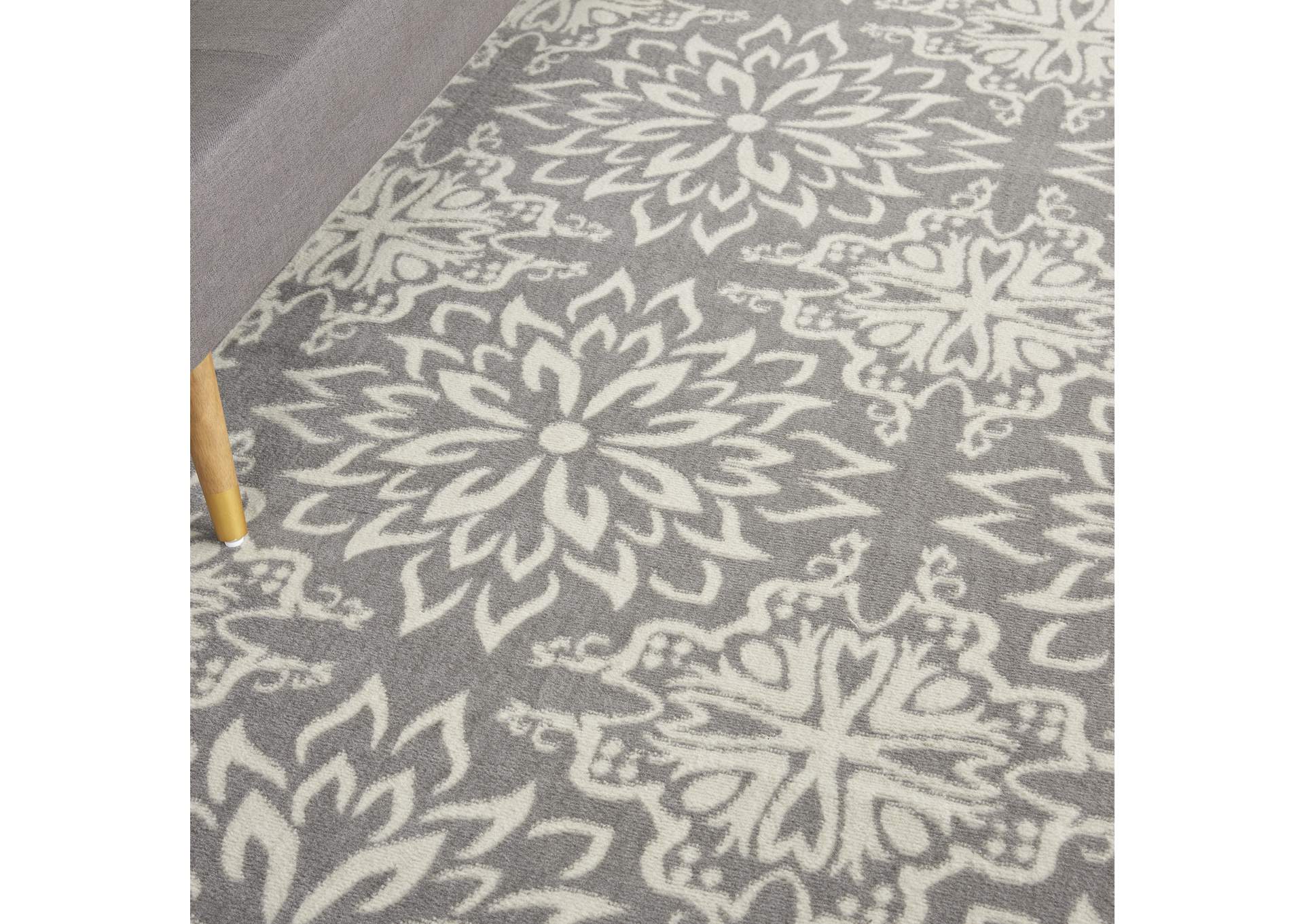 Nourison Jubilant JUB06 Grey 9'x12' Large Floral Rug,Nourison