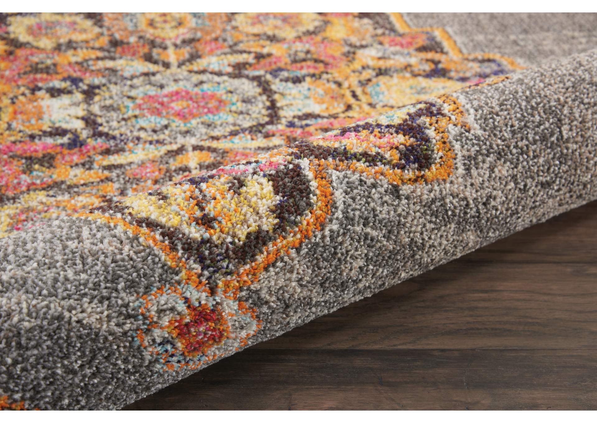 Nourison Passionate PST01 Grey Multicolor 5' Round Persian Area Rug,Nourison