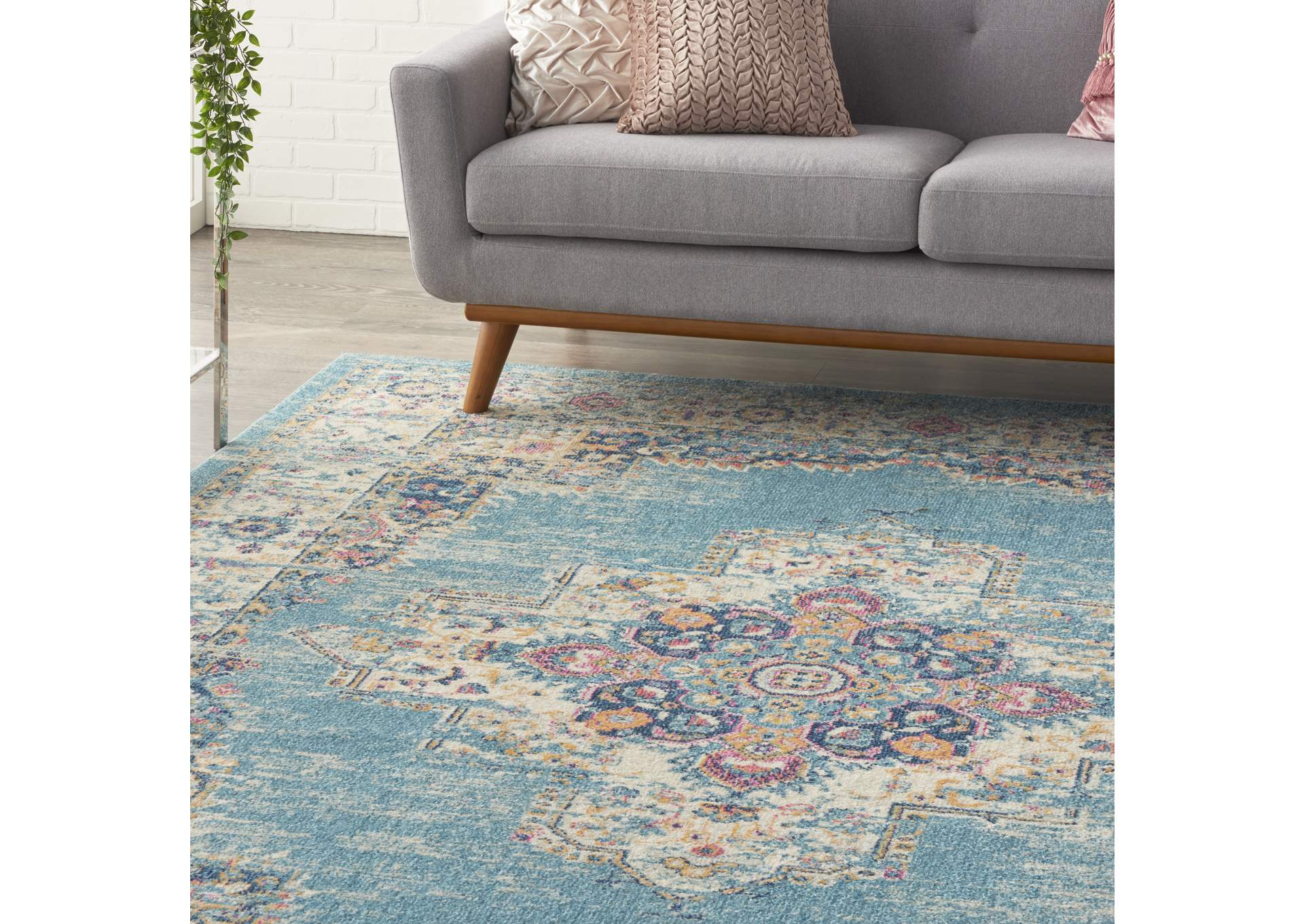 Nourison Passion 7' x 10' Ivory Light Blue Area Rug,Nourison