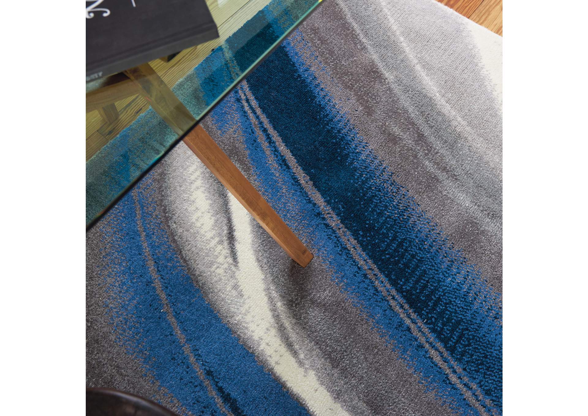 Nourison Twilight TWI28 Ivory and Blue 8'x10' Large Rug,Nourison