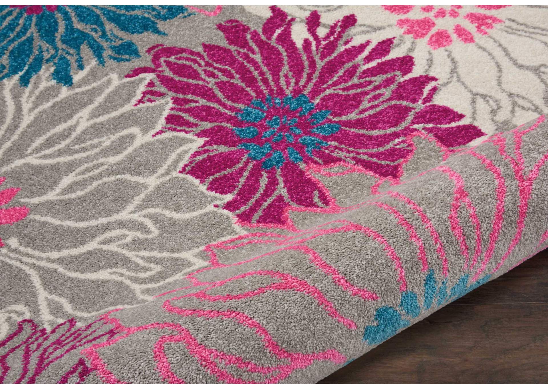 Nourison Passion PSN17 Pink and Grey 4'x6' Floral Area Rug,Nourison
