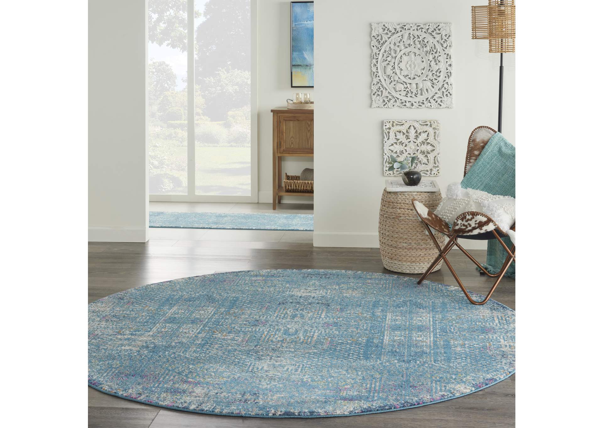 Nourison Passion 8' Round Blue Area Rug,Nourison