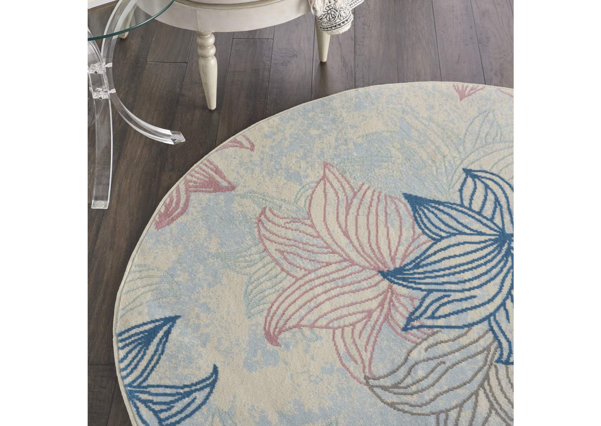 Nourison Jubilant JUB08 White Multicolor 5' Round Beach Area Rug,Nourison