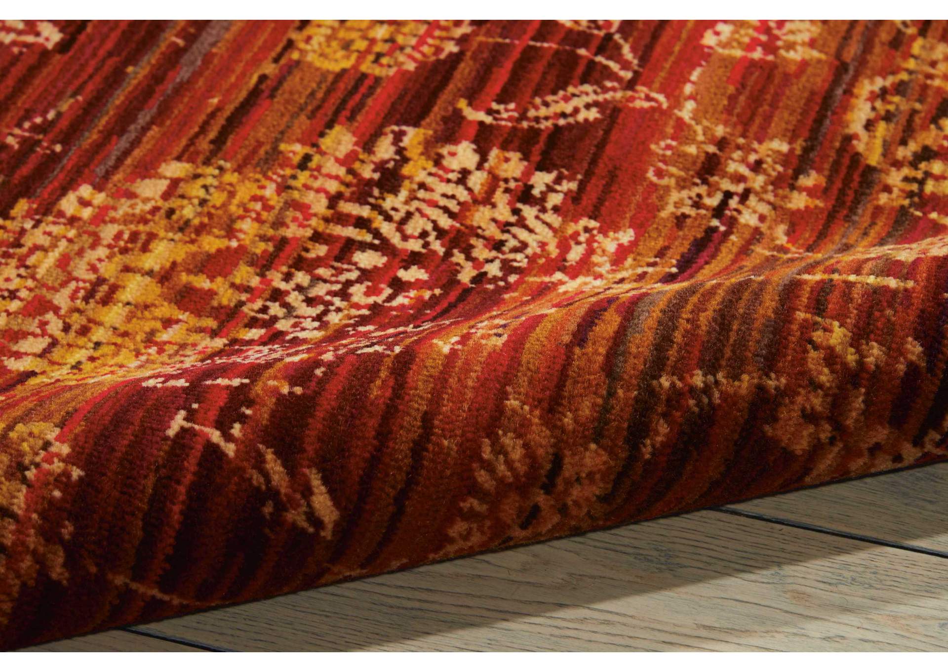 Nourison Rhapsody RH007 Red and Yellow 10'x14' Rug,Nourison