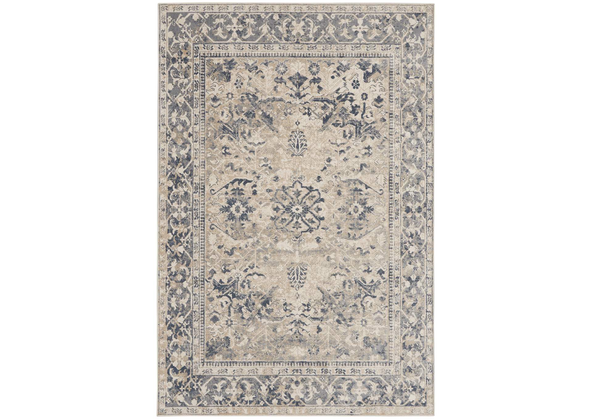kathy ireland Home Malta MAI05 Blue and Ivory 5'x8' Area Rug,Nourison
