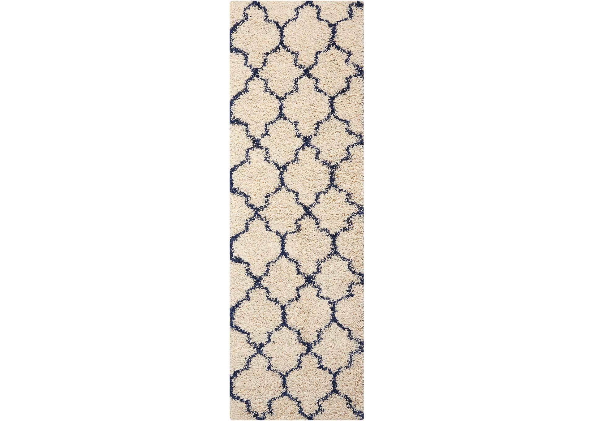 Nourison Amore AMOR2 Blue and Ivory 8' Runner Hallway Rug,Nourison