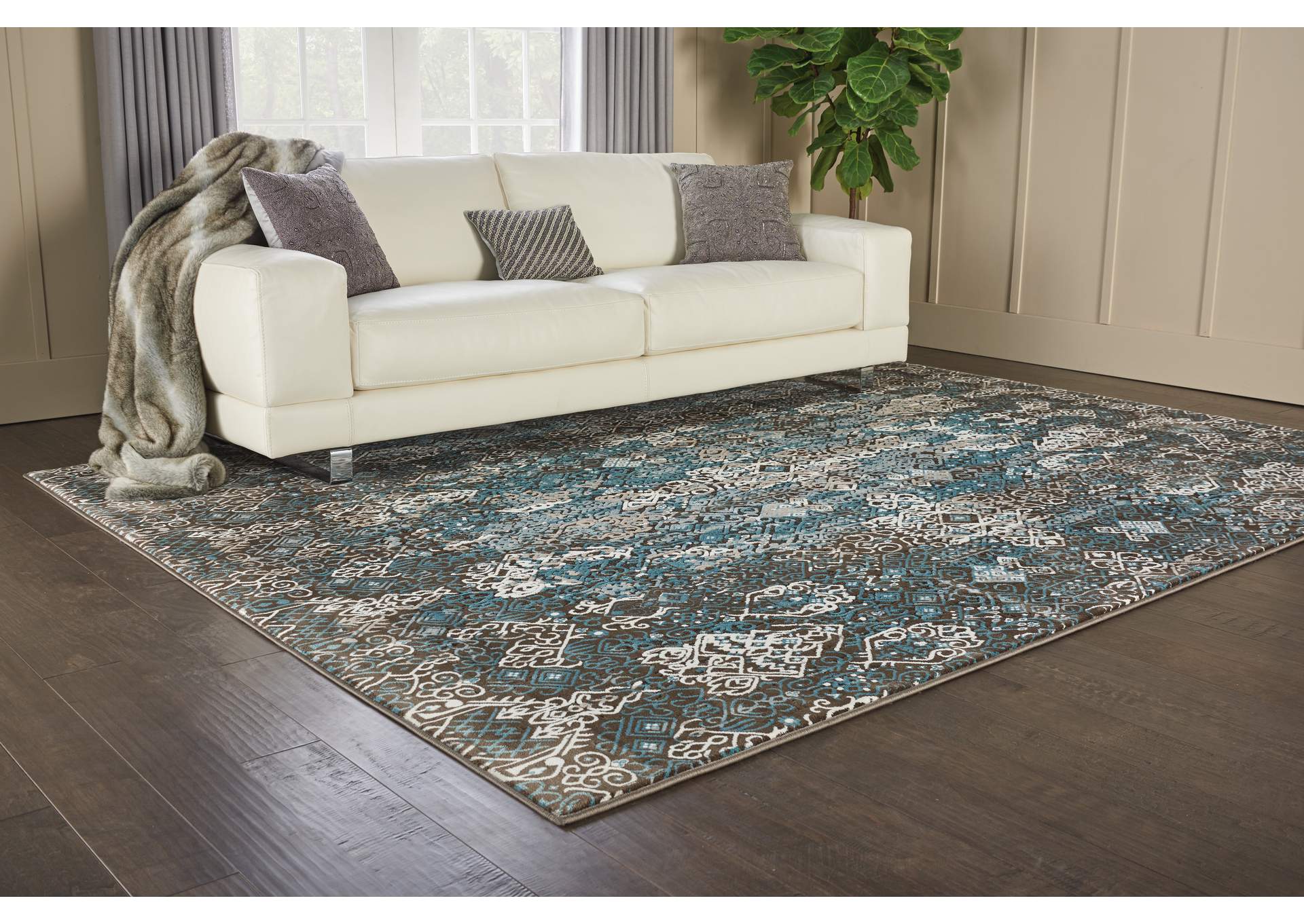 Nourison Karma KRM04 Blue and Brown 8'x11' Oversized Rug,Nourison
