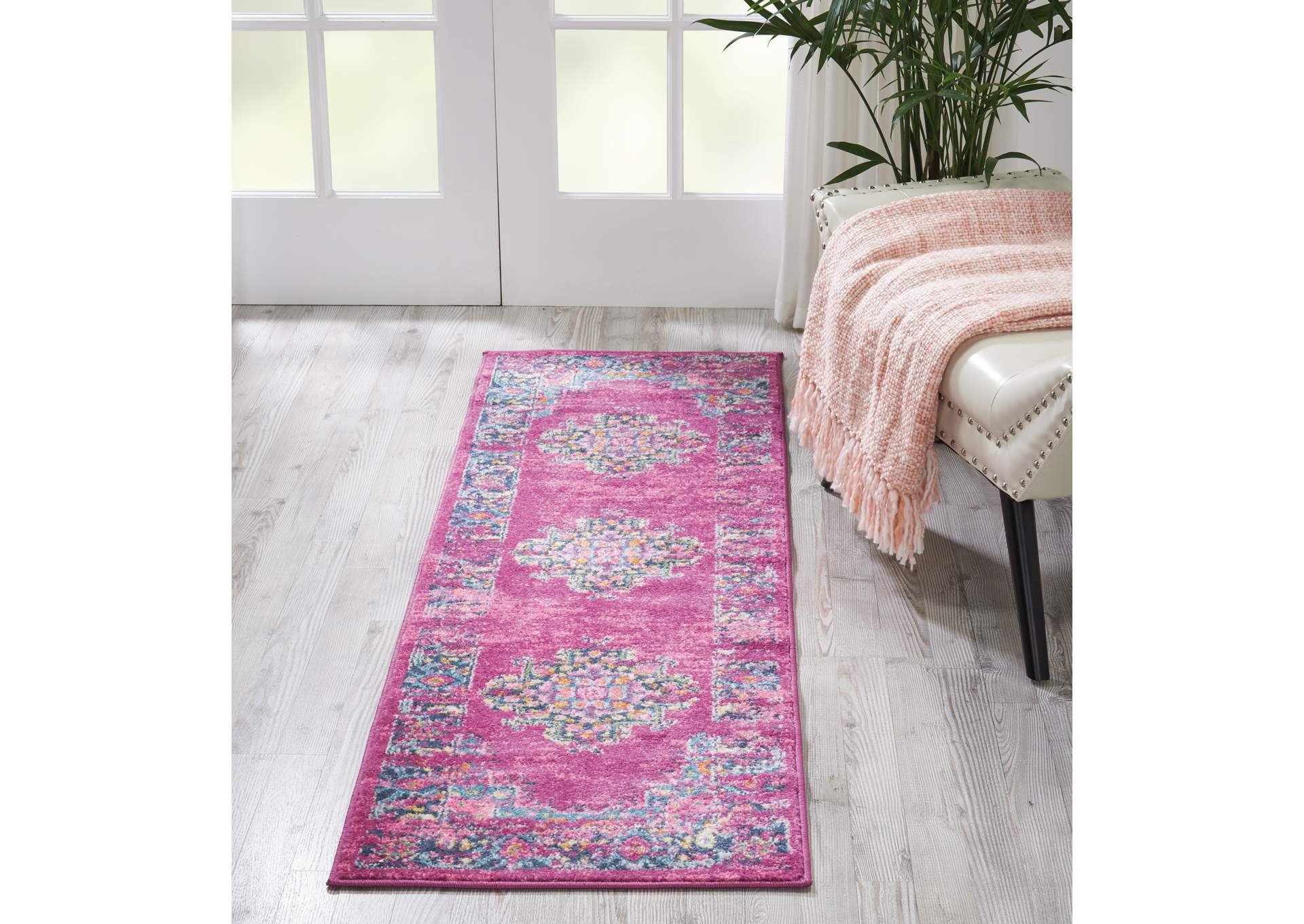 Nourison Passion PSN03 Pink 6' Runner Hallway Rug,Nourison