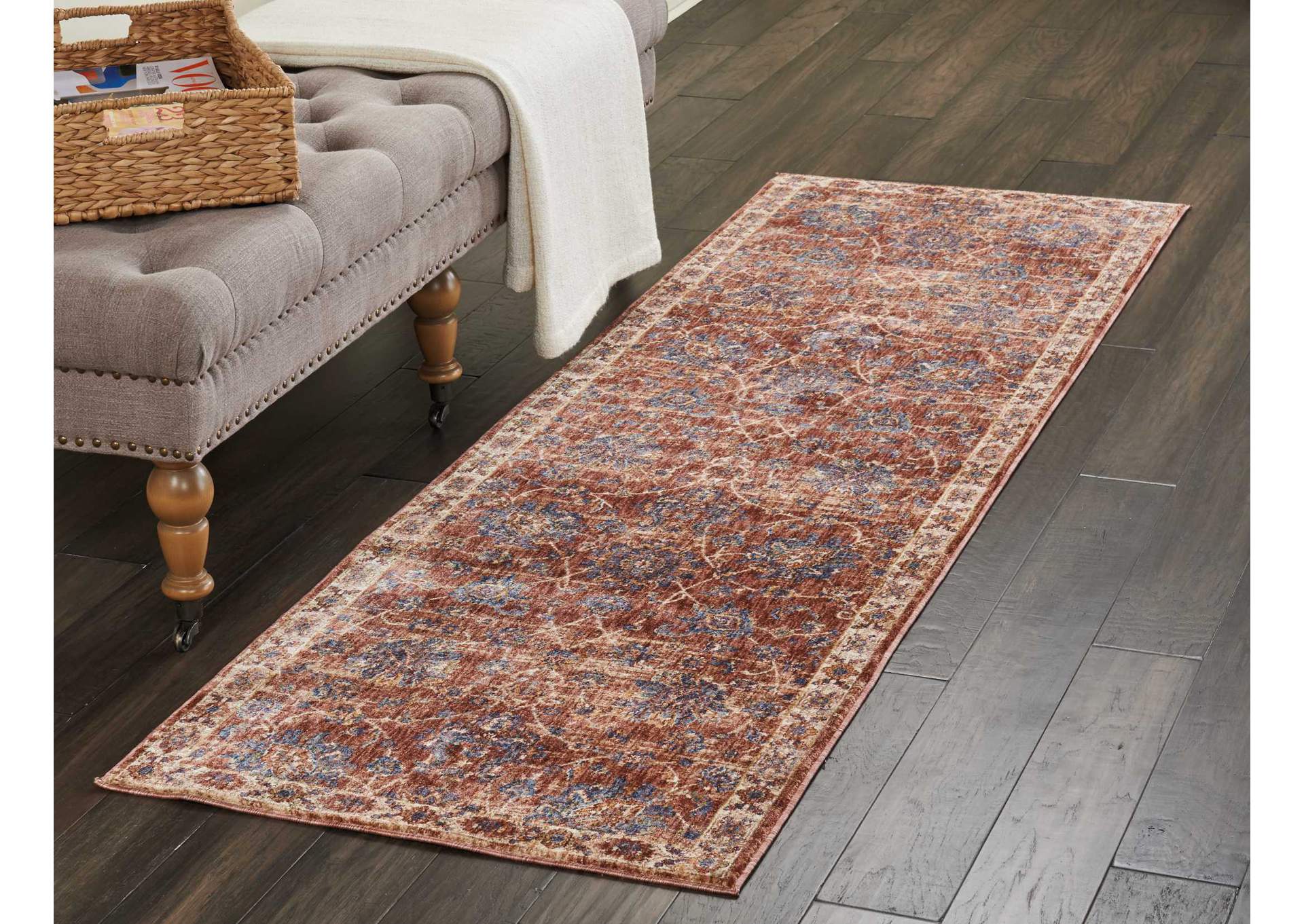 Nourison Lagos LAG02 Red 8' Runner Hallway Rug,Nourison