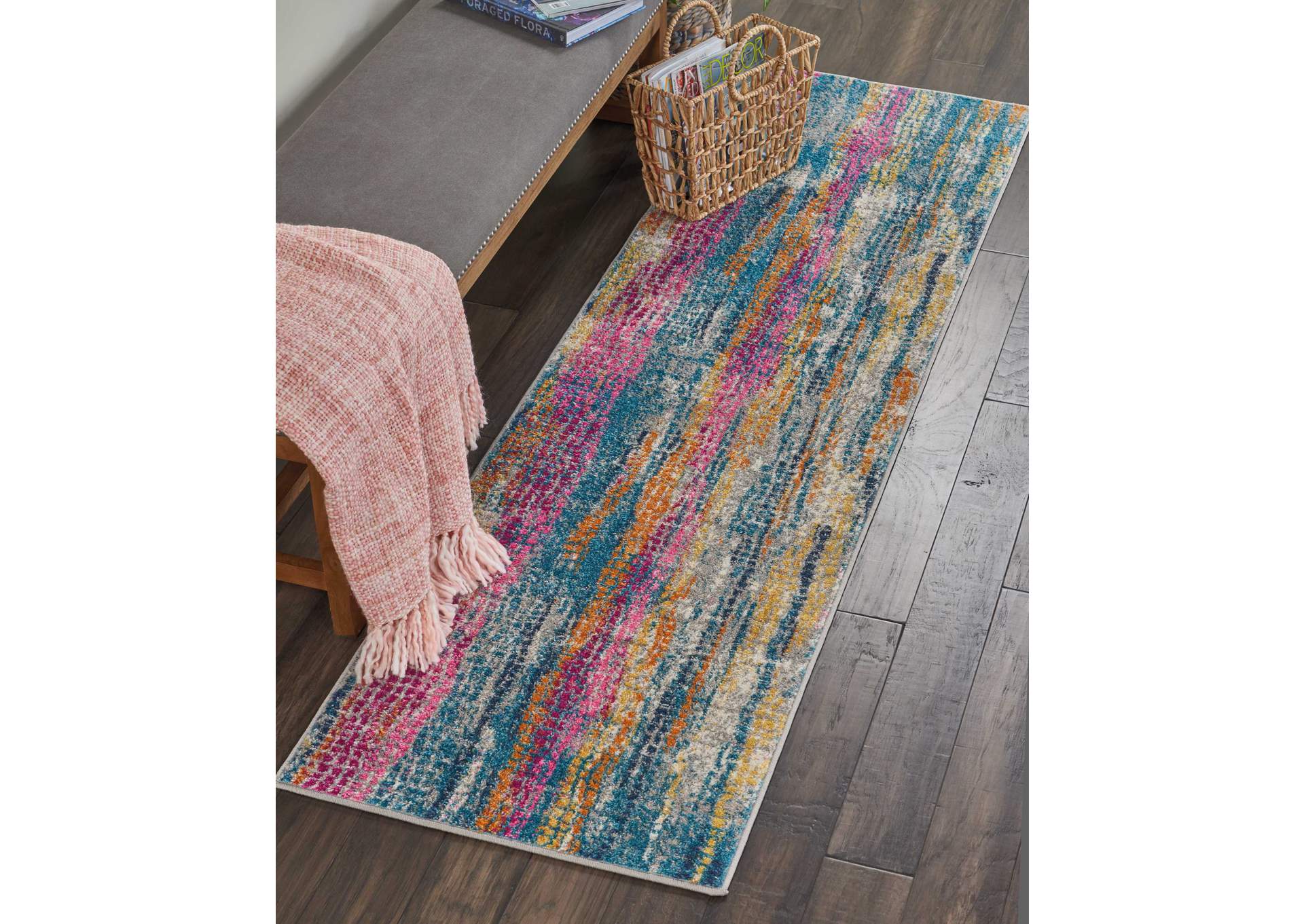 Nourison Passion PSN16 Multicolor 8' Runner Hallway Rug,Nourison