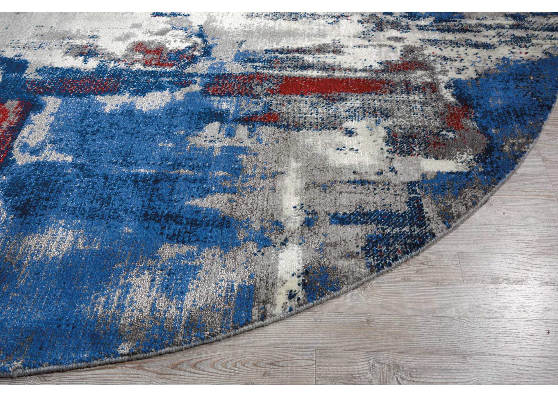 Nourison Twilight TWI20 Grey and Blue 8' Round Large Rug,Nourison
