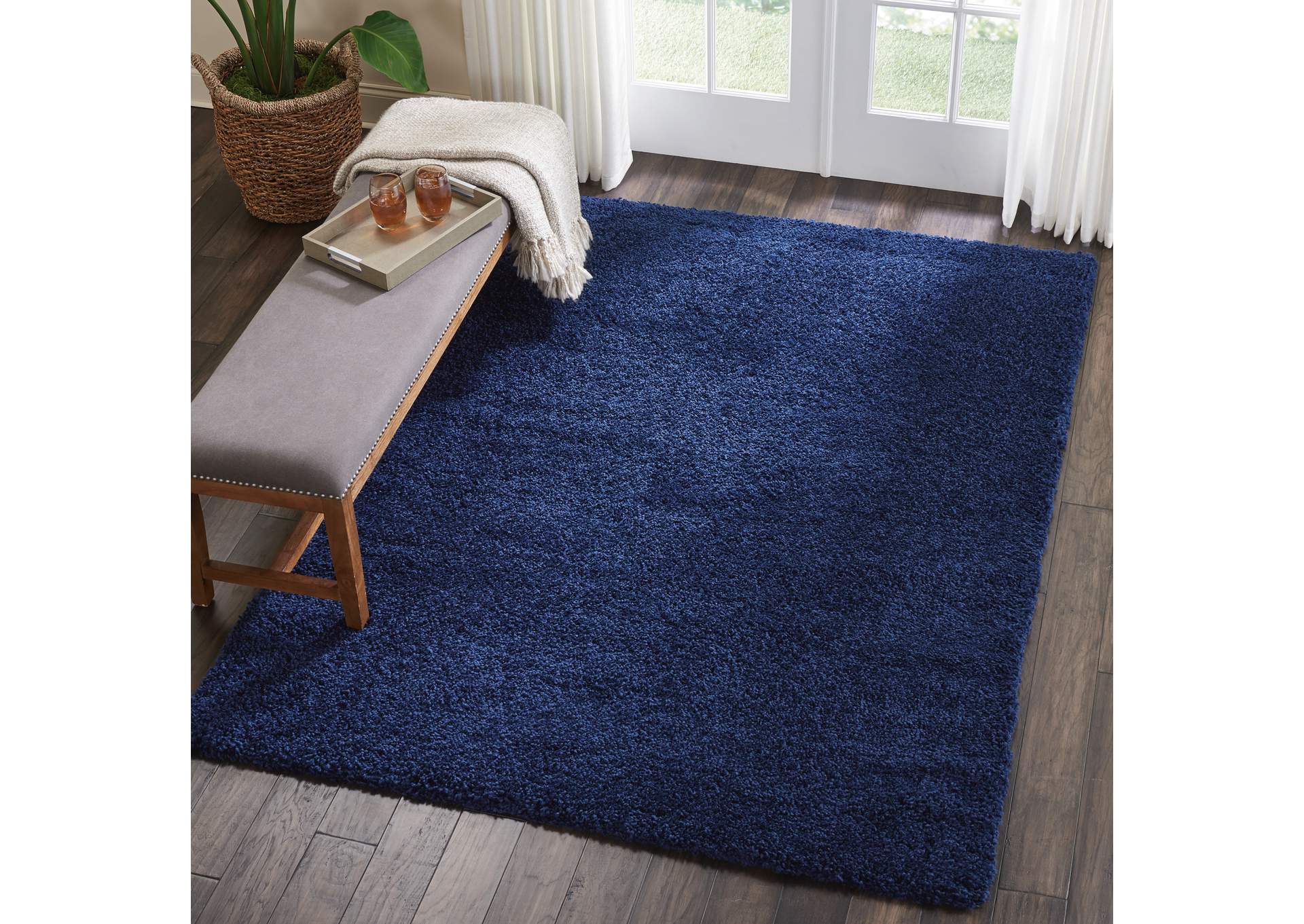 Nourison Malibu Shag MSG01 Dark Blue 5'x7' Area Rug,Nourison