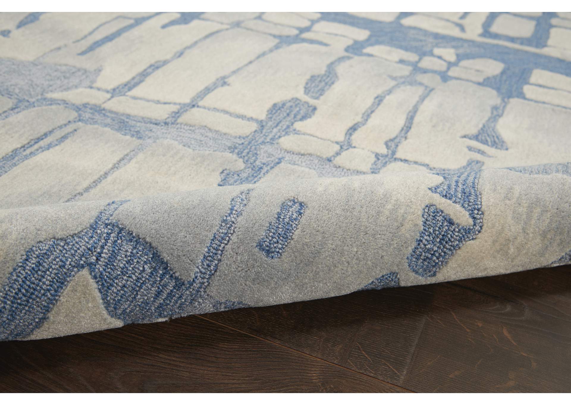 Nourison Symmetry SMM04 Blue and Grey 4'x6' Area Rug,Nourison
