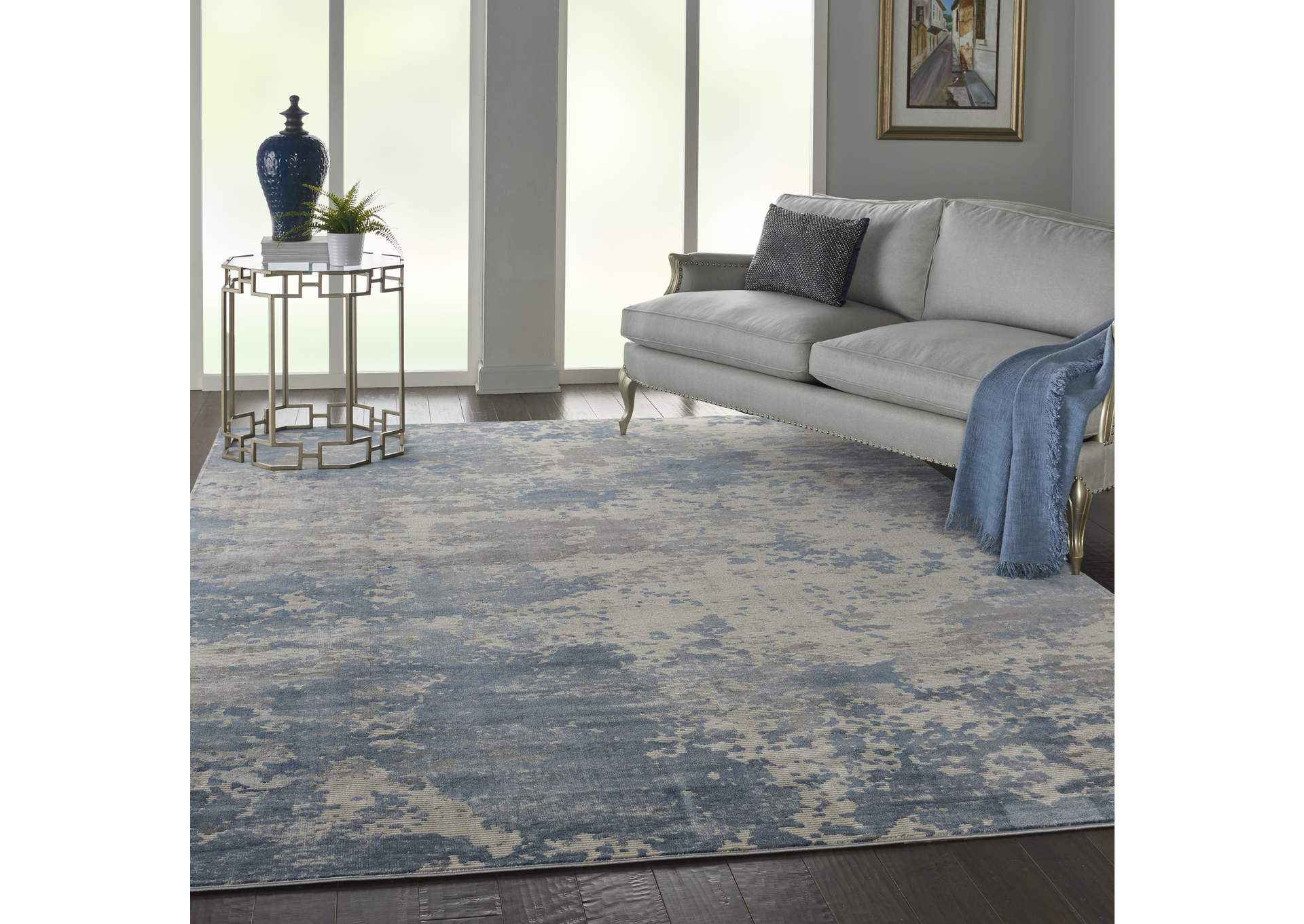 Nourison Rustic Textures RUS08 Blue and Grey 9'x13' Oversized Rug,Nourison