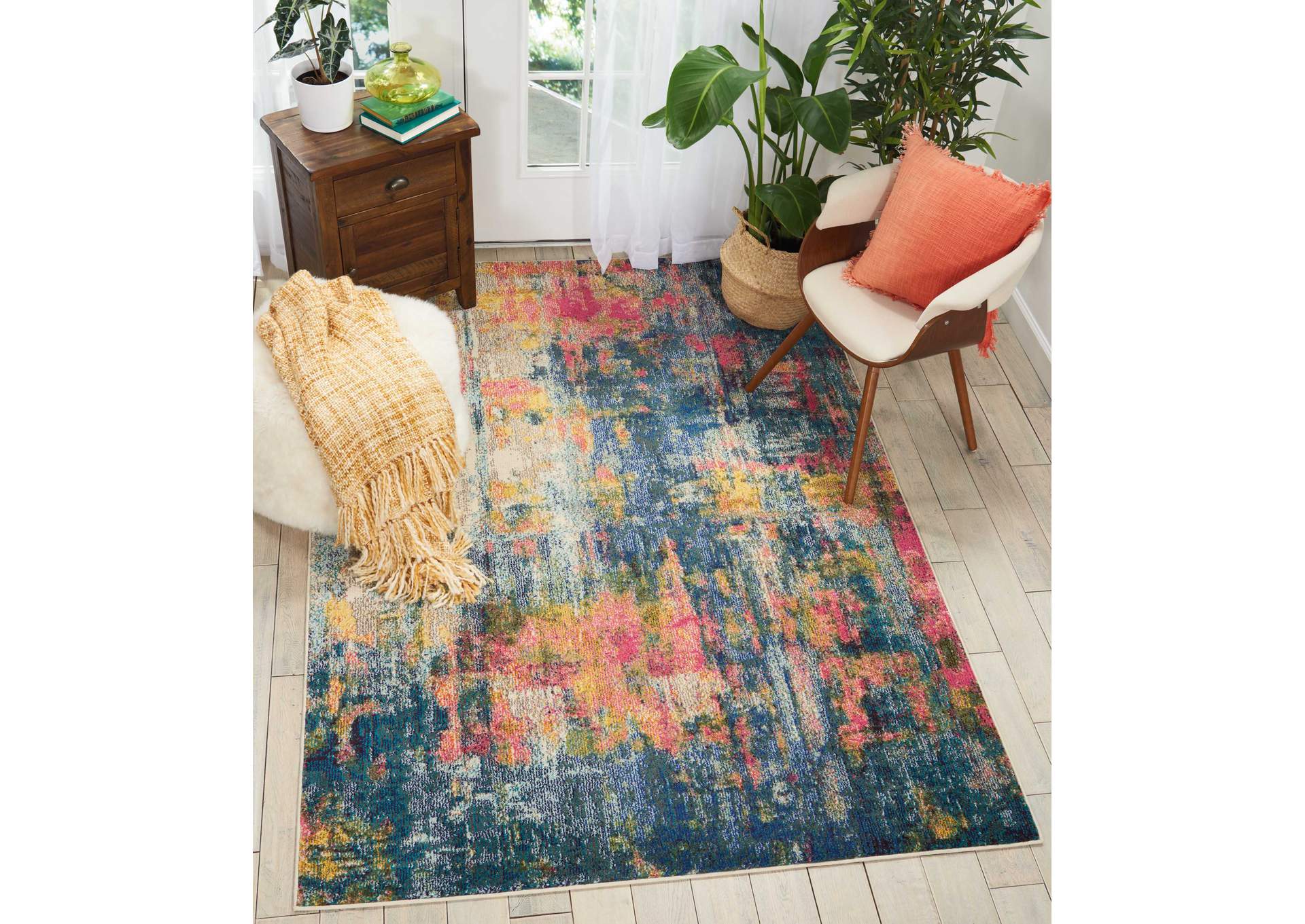 Nourison Celestial CES09 Blue Multicolor 5'x7' Colorful Area Rug,Nourison
