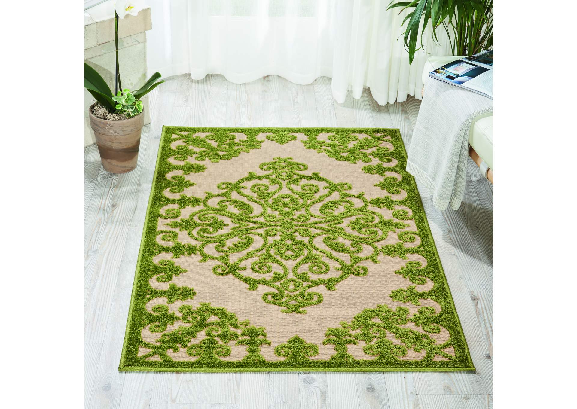 Nourison Aloha ALH12 Green 3'x4' Indoor-outdoor Area Rug,Nourison