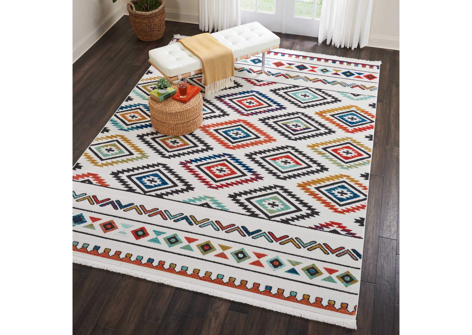 Nourison South Western NAV06 White Multicolor 8'x11' Oversized Rug,Nourison