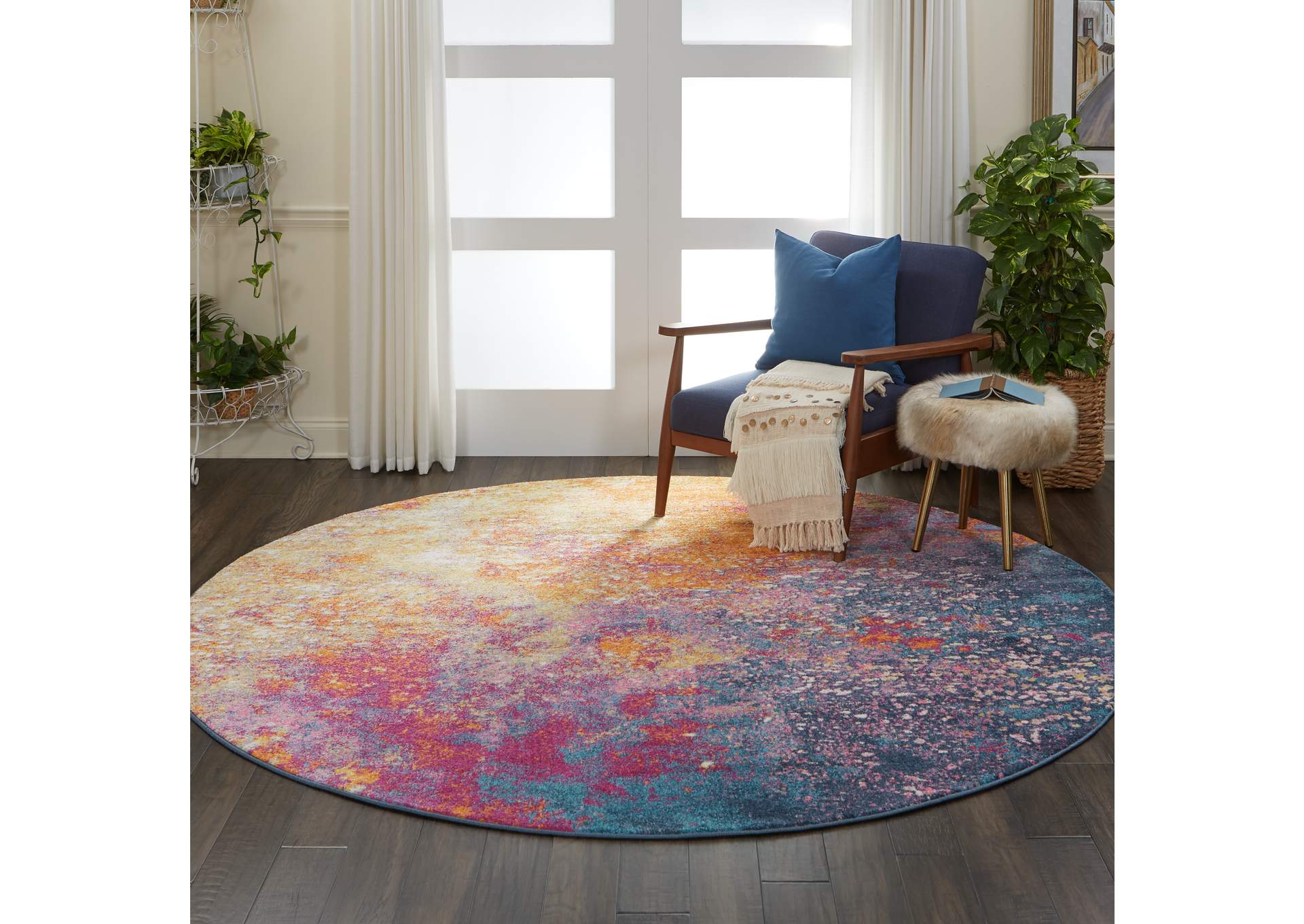 Nourison Passion PSN10 Multicolor 8' Round Large Rug,Nourison