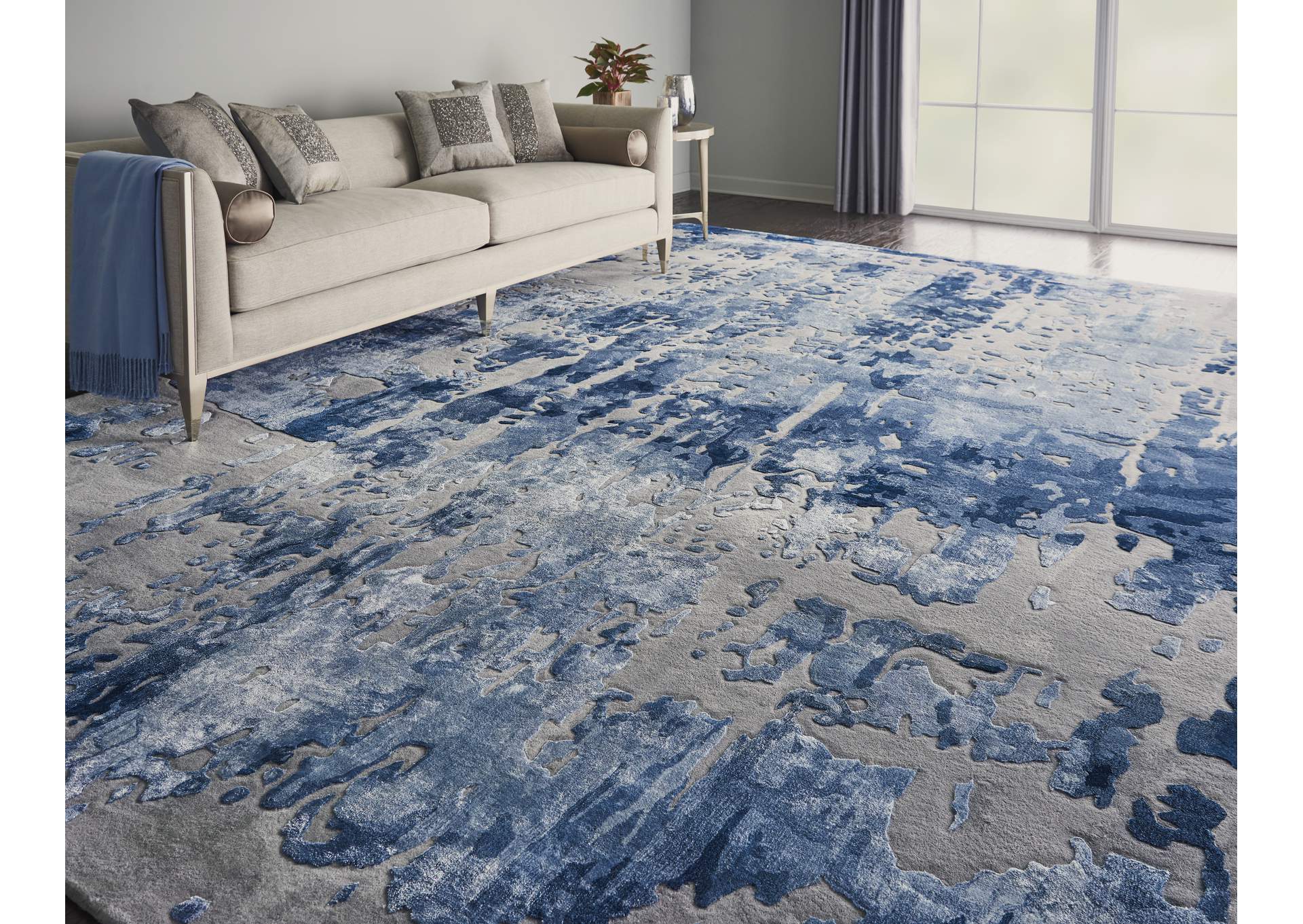 Nourison Prismatic 12'x15" Blue Grey Oversized Area Rug,Nourison