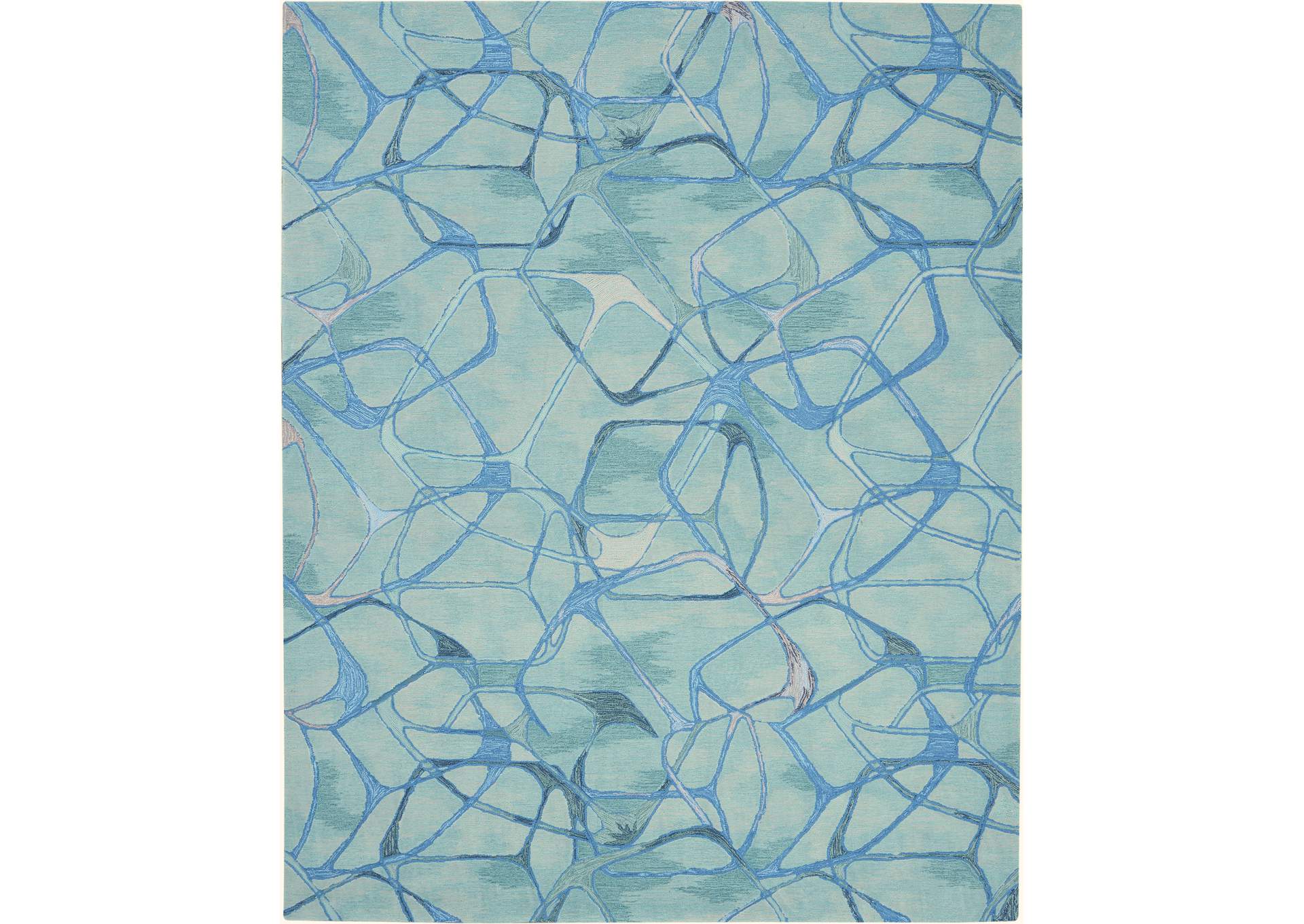 Nourison Symmetry SMM05 Aqua 8'x10' Large Textured Rug,Nourison