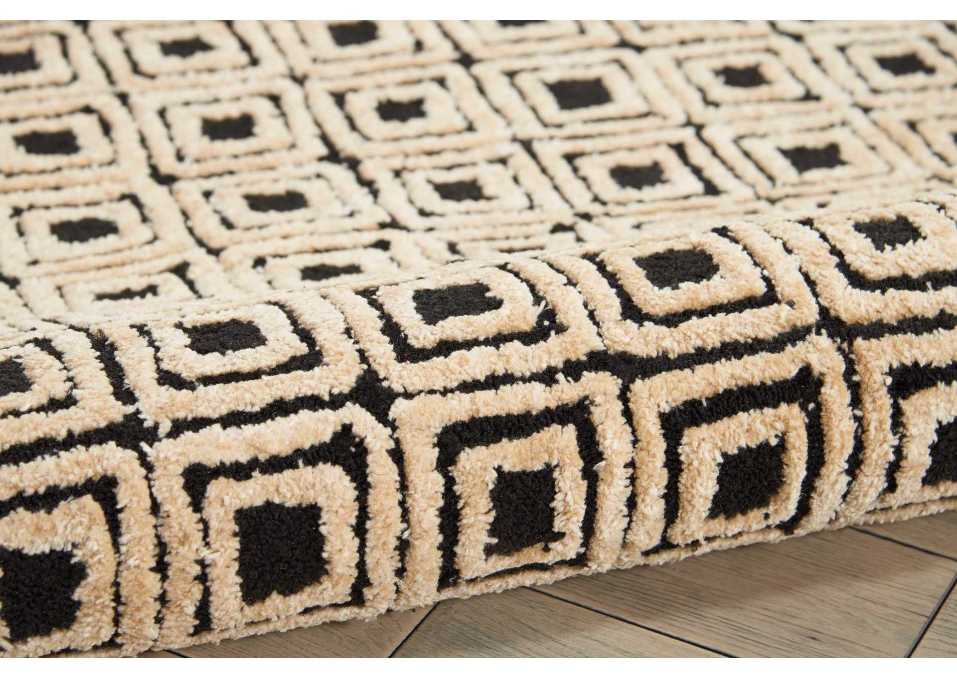 Nourison Deco Mod DEC02 Black/Beige 4'x6' Area Rug,Nourison