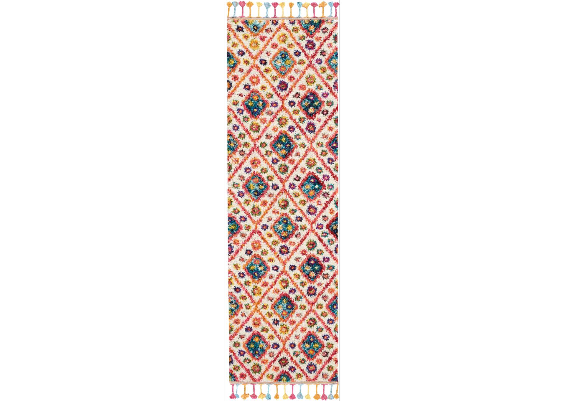 Nourison Nomad NMD03 White Multicolor 8' Runner Hallway Rug,Nourison