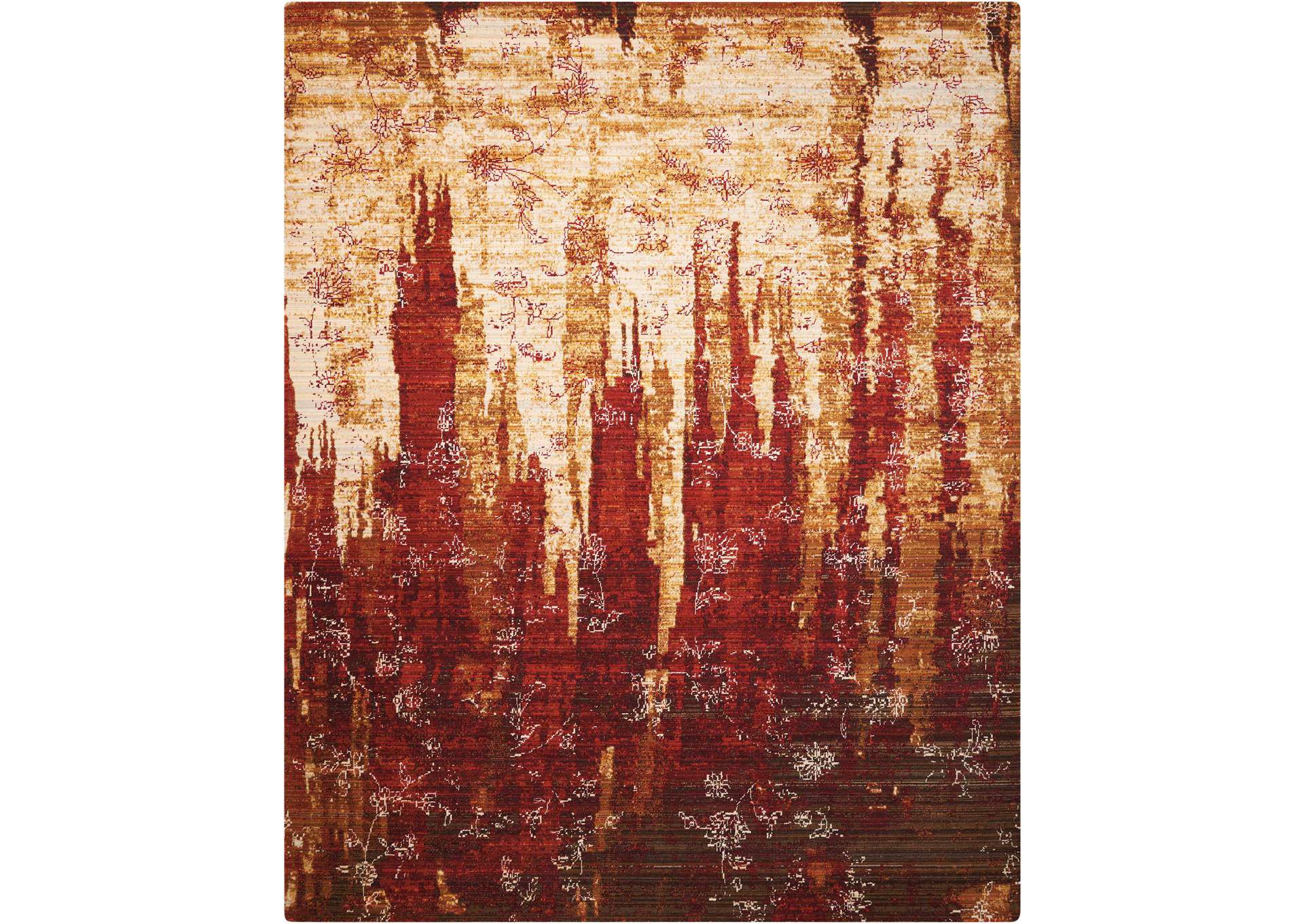 Nourison Rhapsody RH006 Yellow and Red 9'x12' Rug,Nourison