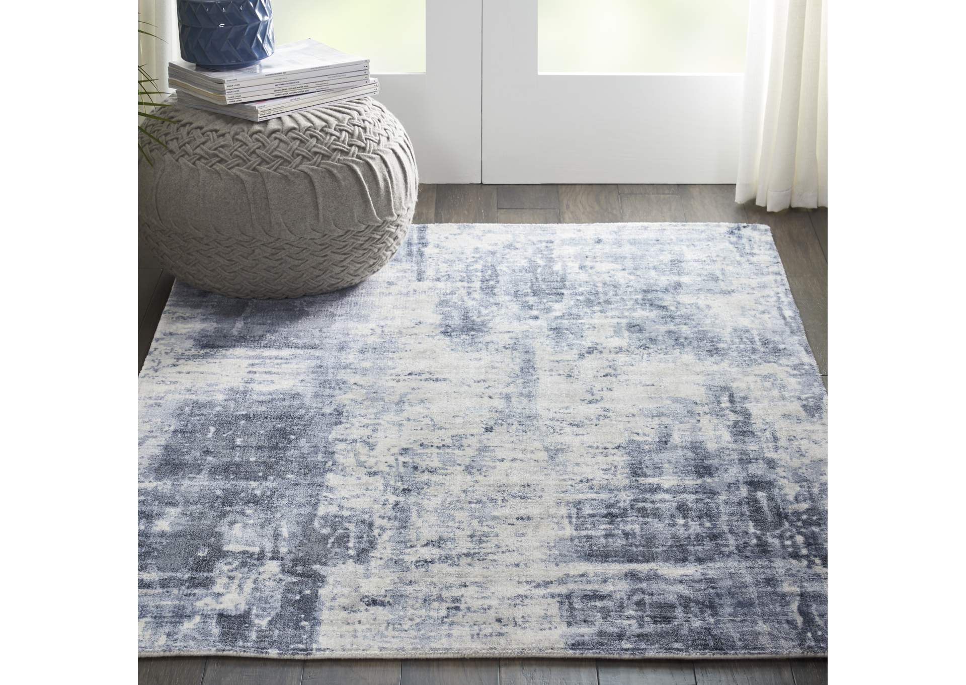 kathy ireland Home Safari Dreams KI372 Slate Blue and White 4'x6' Area Rug,Nourison