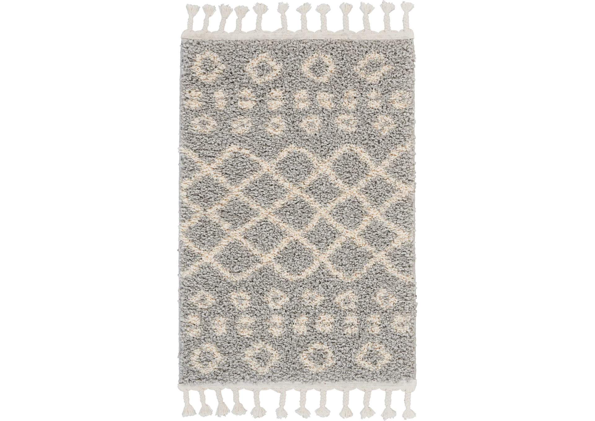 Nourison Moroccan Shag 2' X 4' Grey Plush Area Rug,Nourison