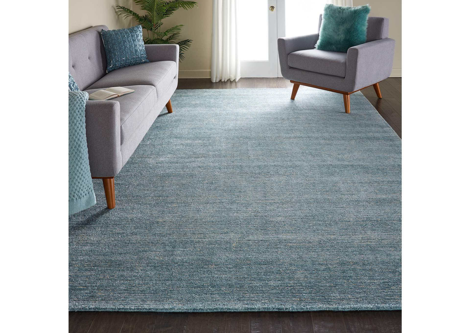 Nourison Weston WES01 Light Blue 8'x11' Oversized Textured Rug,Nourison