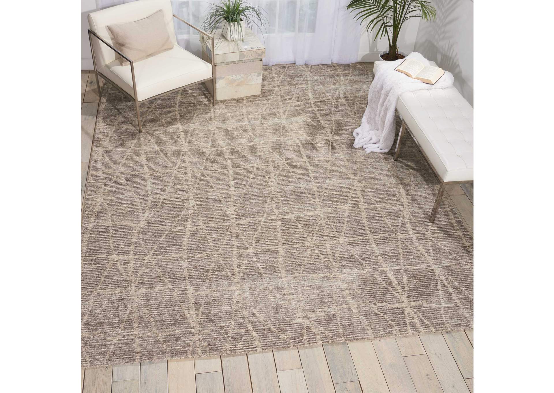 Nourison Ellora ELL02 Beige 9'x12' Oversized Handmade Rug,Nourison
