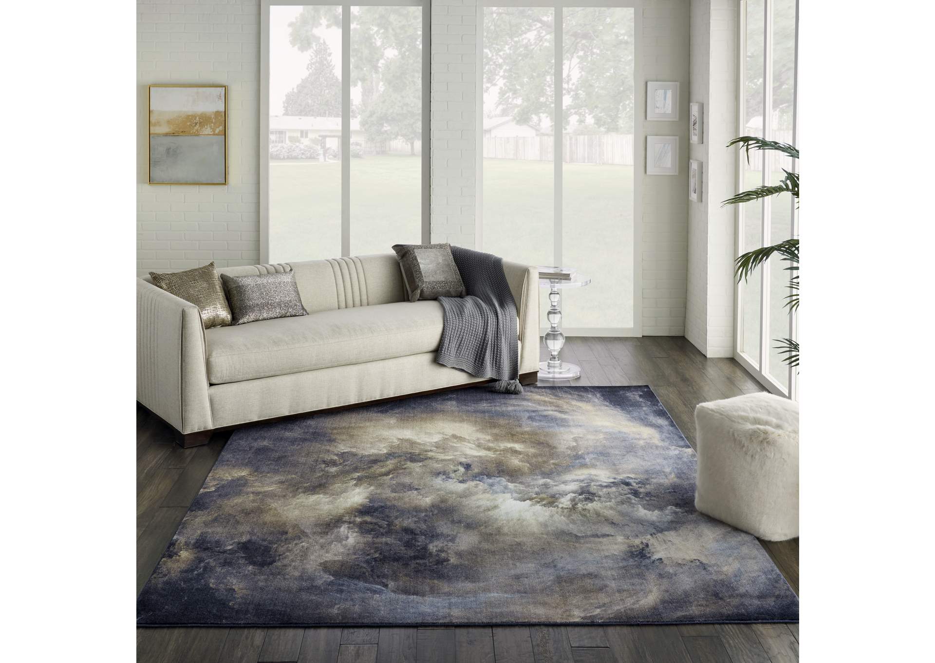 Nourison Le Reve LER07 Brown and Grey 9'x12' Oversized Storm Clouds Rug,Nourison
