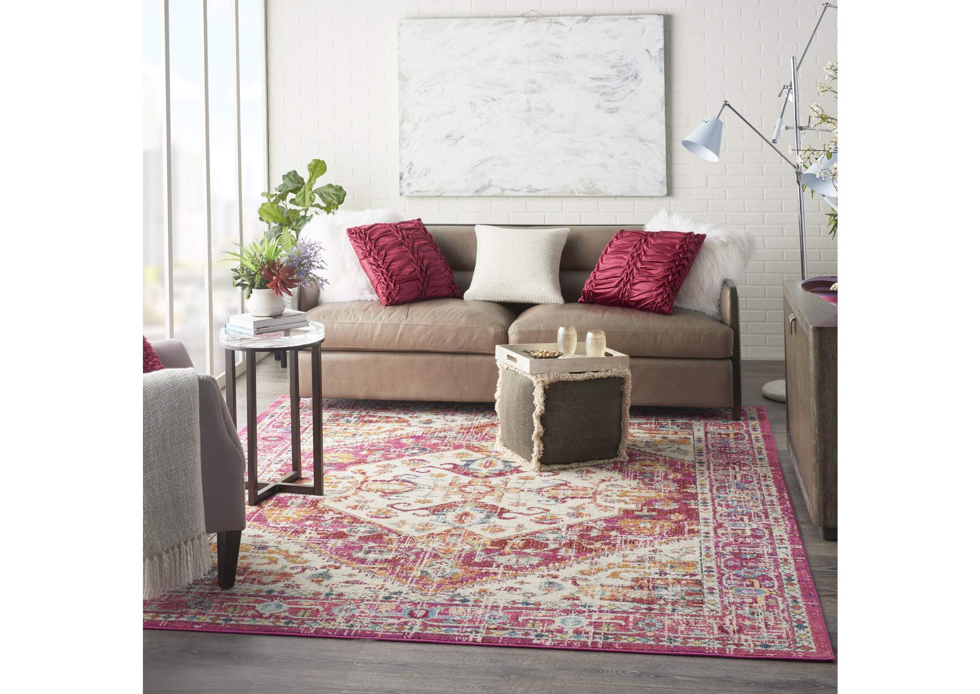 Nourison Passion 7' x 10' Ivory and Pink Area Rug,Nourison