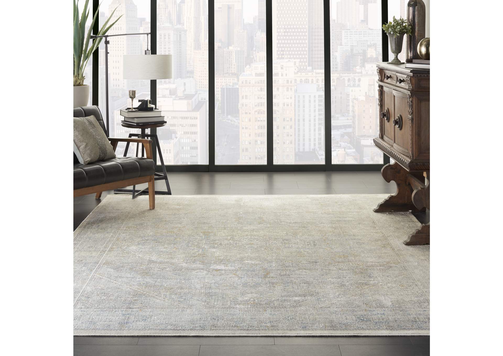 Nourison Starry Nights 8' x 10' Cream and Grey Vintage Area Rug,Nourison
